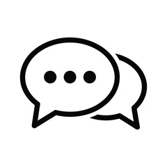 Black line icon of two speech bubbles with ellipsis for communication, isolated on