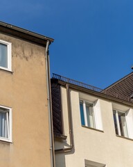Facade of an older building, backyard
