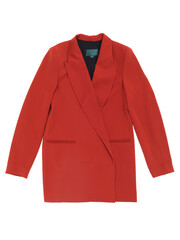 A women's terracotta jacket, isolated on a white background, a top view