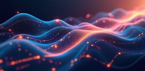 Abstract digital waves of light and data flow