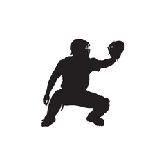 Baseball Catcher Silhouette Vector Icon