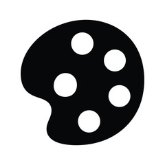 A black artists palette with five white circles representing paint, isolated on a