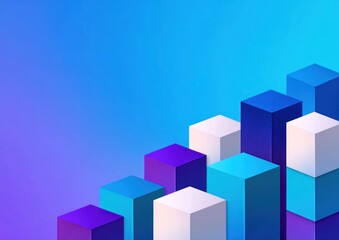 Obraz premium Geometric bar graph rising against gradient blue. Cubes indicate data in a visual