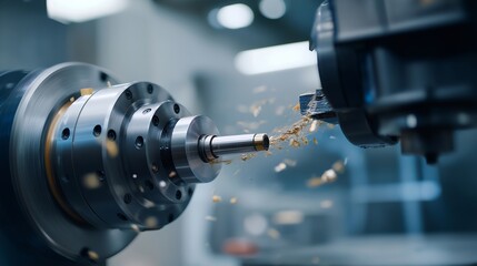 A machinist adjusting torque output on a CNC spindle to fine-tune cutting force, metal shavings spiraling smoothly as automated controls maintain perfect load balance — manufacturing precision,