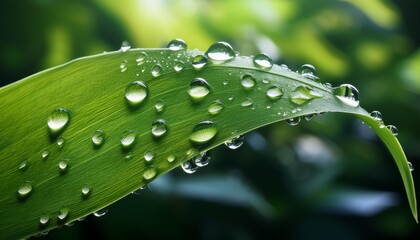 Water Droplets On Green Leaf