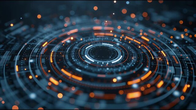 Digital Data Ring: Capturing a vivid digital data ring with a mesmerizing display of lines, dots, and intricate details, symbolizing innovation and technological advancement.