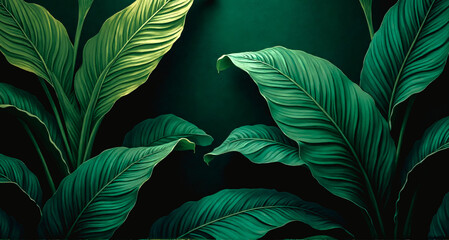 Papier peint avec feuilles découpées, feuillage tropical