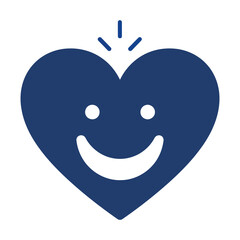 Vector icon of happy heart icon with smiling face