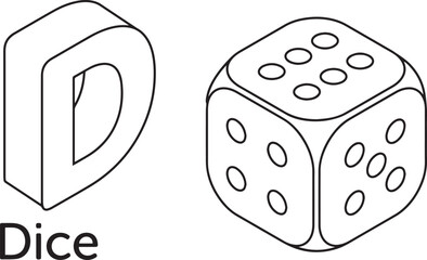 Letter D with Dice and Word Dice