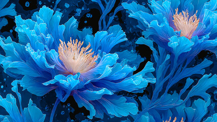 Fleurs tropicales bleues