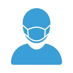 Vector icon of person wearing a face mask to prevent the spread of virus