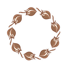 Autumn and winter wreath cotton seed pod illustration isolated on white background in flat style. Seasonal botanical graphic card for nature and decoration design.