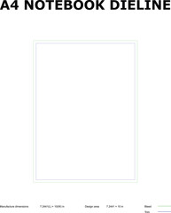 A5 Notebook Dieline Template with Bleed and Trim for Print Design