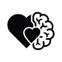 Icon representing the balance between emotion and logic, heart and brain concept