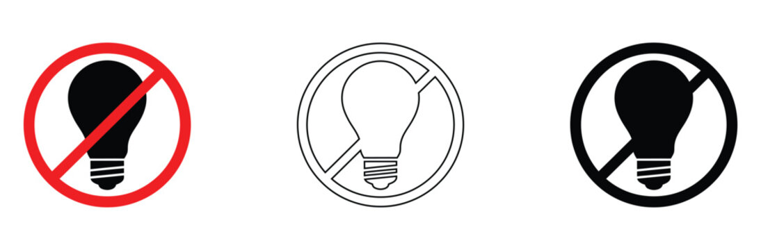 Energy conservation is essential, use this no lightbulbs warning to showcase the importance of energy efficiency and environmental awareness today - Powered by Adobe