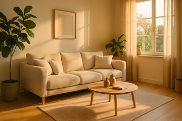 Scandinavian Interior Living Room with Cozy Minimalist Design