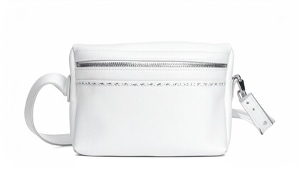 Elegant white compact crossbody bag, a versatile modern fashion accessory for women, perfect for daily essentials with its sleek design and contemporary appeal