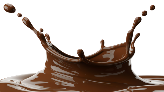 Chocolate splash with drops in swirl shape and fluid texture on checkered background with abstract concept of sweet indulgence and dessert product presentation for advertising - Powered by Adobe
