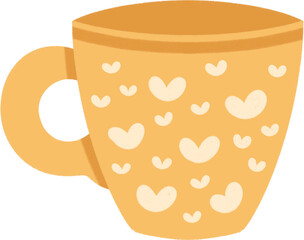 Yellow Cup with Heart Pattern