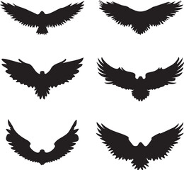 Black silhouette wings flat icon, on white background