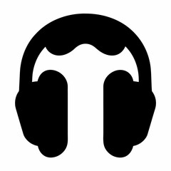 Minimalist black headphones vector graphic for music listening and audio production