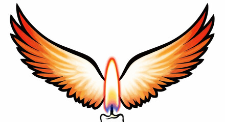 Burning candle with wings symbolizes hope and spiritual guidance.