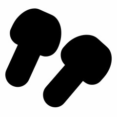 Two sleek, black wireless earbuds displayed on a clean white background