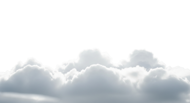 Soft fluffy white cumulus clouds isolated on transparent background