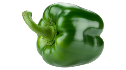 Fresh Green Bell Pepper Isolated on Transparent Background for Healthy Cooking and Vegan Recipes a Vibrant Ingredient for Culinary Creations and Dietary Needs