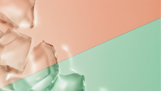 Abstract composition with translucent shapes against a diagonal split background