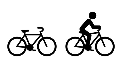 Obraz premium Bicycle and cyclist silhouette icons, symbolizing eco-friendly transportation, active lifestyle, urban mobility, health, and sustainable travel.