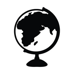 Simple and clean silhouette of a geographical globe with a stand