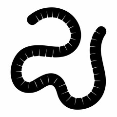 Silhouette depiction of an earthworm showcasing its segmented body structure and movement