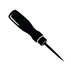 Fototapeta premium Black awl tool icon on white background vector