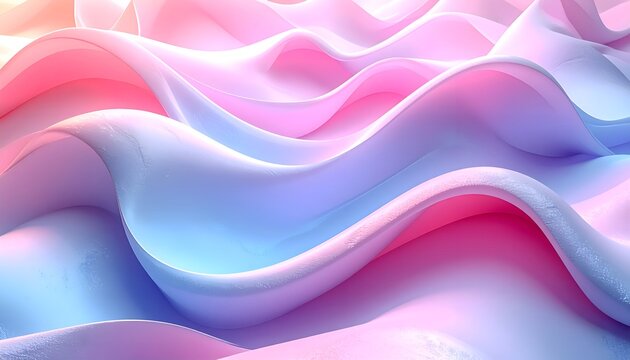 smooth 3D gradient abstract background, soft flowing curves, pastel pink–blue blend, glossy organic shapes, high-resolution seamless texture, minimal futuristic aesthetic, perfect for design stock