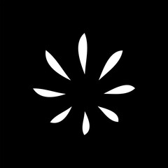 Abstract radial pattern of white shapes on a black background. © pyoo