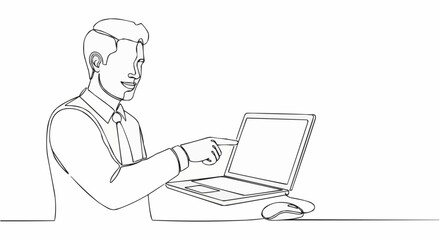 Man working on laptop focused on his work in the office.