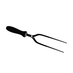 Black barbecue fork with wooden handle on white tool