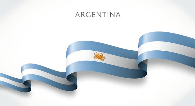 Waving argentinian flag with sun emblem on a white background symbolizing national pride and patriotism