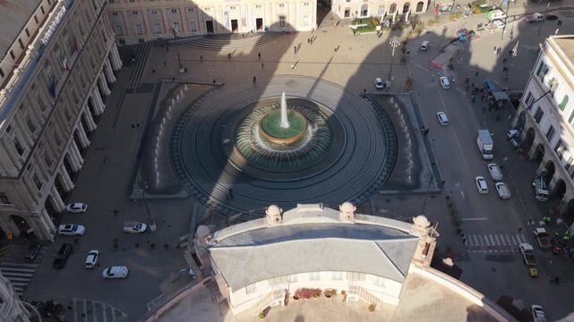 Aerial View of Genoa Starting at Piazza De Ferrari Fountain