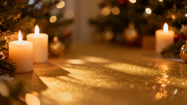 christmas candles on the christmas tree