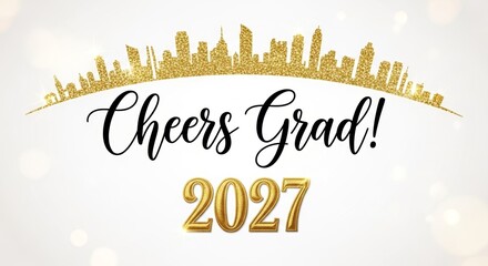 Celebratory New Year 2027 Graduation Congratulatory Greeting Card Design with