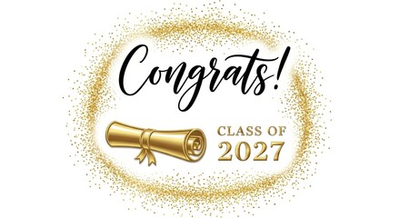 Elegant graduation announcement with gold accents and celebratory design for