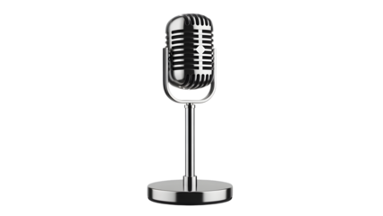 Vintage microphone isolated on black background for music or entertainment