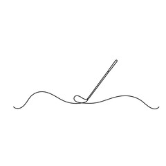 Golf club iron line icon on white background in simple, minimal outline style vector illustration

