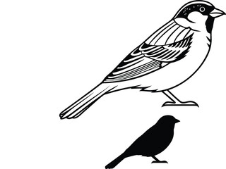 Side View Sparrow Icon Silhouette Vector Illustration  
