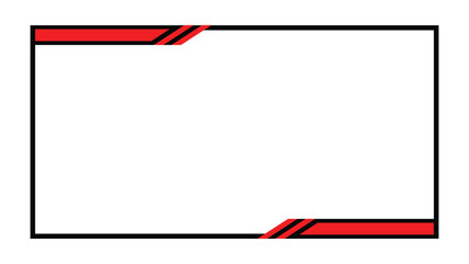Modern black and red abstract corner border template with diagonal stripe accents. Ideal for business cards, banners, certificates, or gaming backgrounds.
