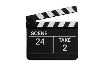 Obraz premium Clapperboard opening at scene 24 take 2 for filmmaking production, video shooting, and cinema industry