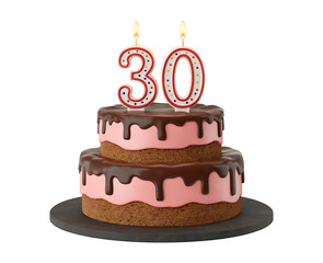 Two Layer Birthday Cake With Number Thirty