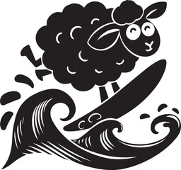 Cartoon Sheep fuflly silhouette vector 